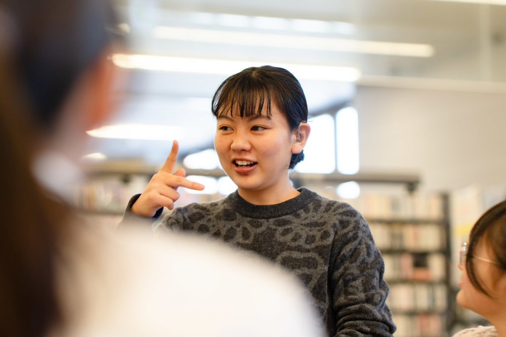 聞こえないが強みになる、主催の入谷那々花さん。香川大学教育学部4回生@タリーズ西宝店